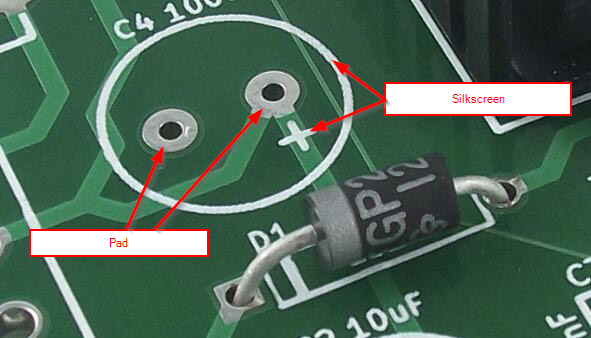 Marcas pad y silkscreen