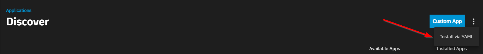 Ubicación botón “Custom YAML”